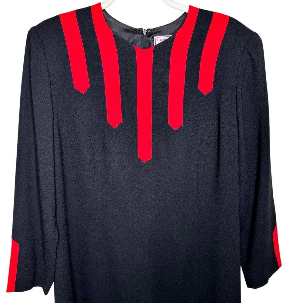 Carolina Herrera Studio Vintage 80s Dress SZ 16 Black Red - Picture 10 of 16
